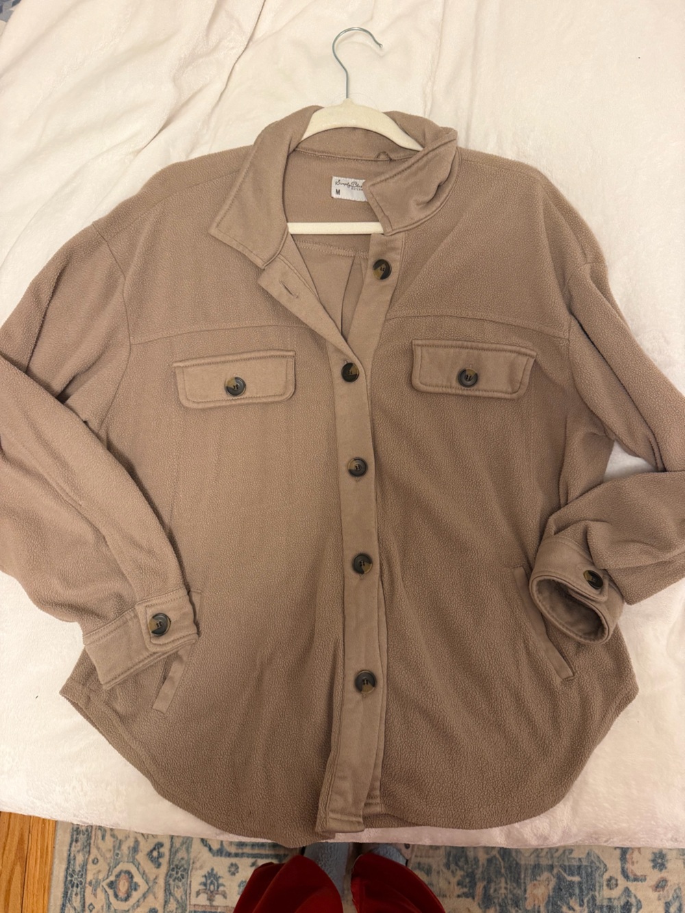 T.J.Maxx Taupe Button-Front Shirt Jacket